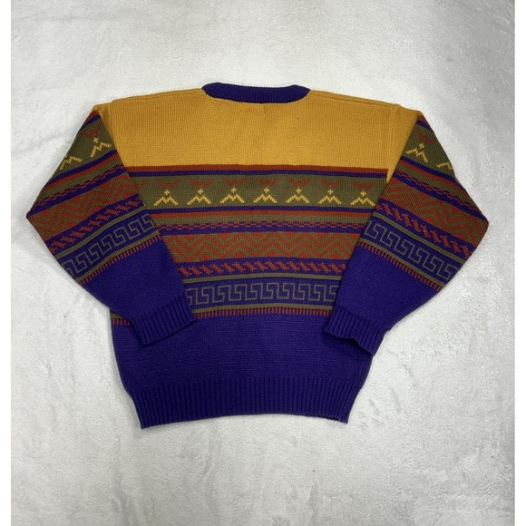 Vintage The Mens Store at Sears Aztec Tribal Grandpa Knit Sweater Size Medium - Picture 7 of 7
